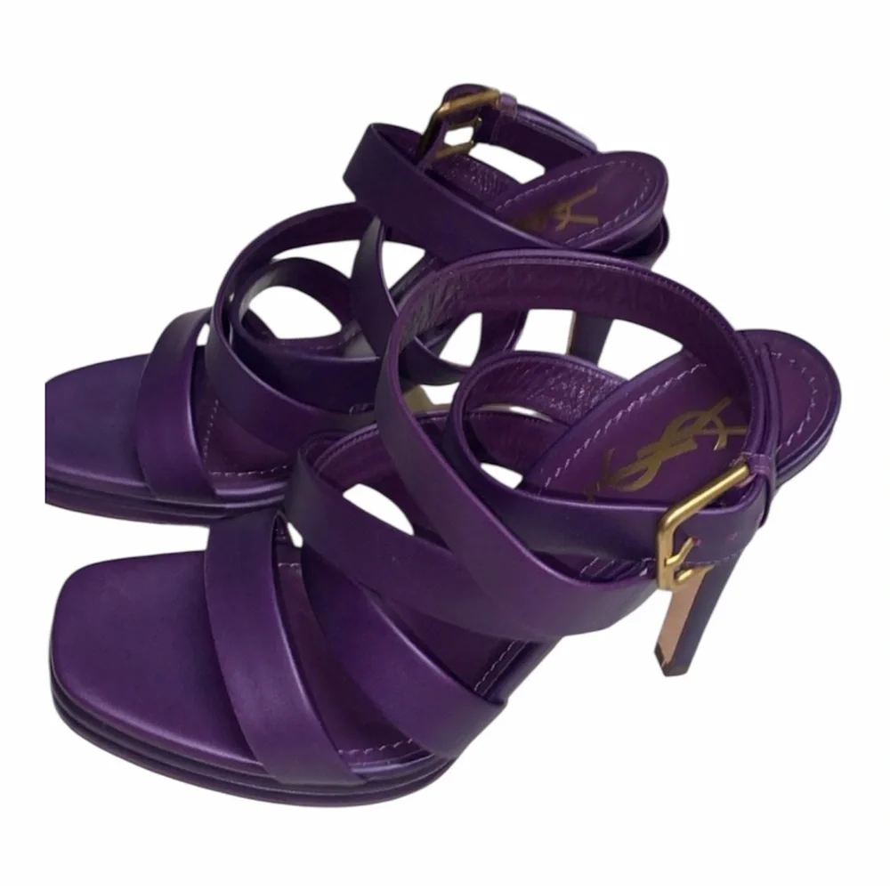 Yves Saint Laurent Deep Purple Strappy Sandals